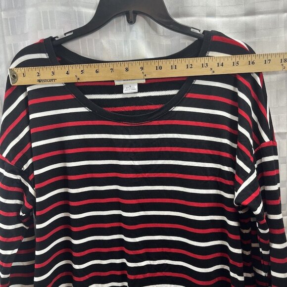 Liz Claiborne Womens Multicolor Striped Round Neck Long Sleeves Blouse Top Sz L - Picture 4 of 11